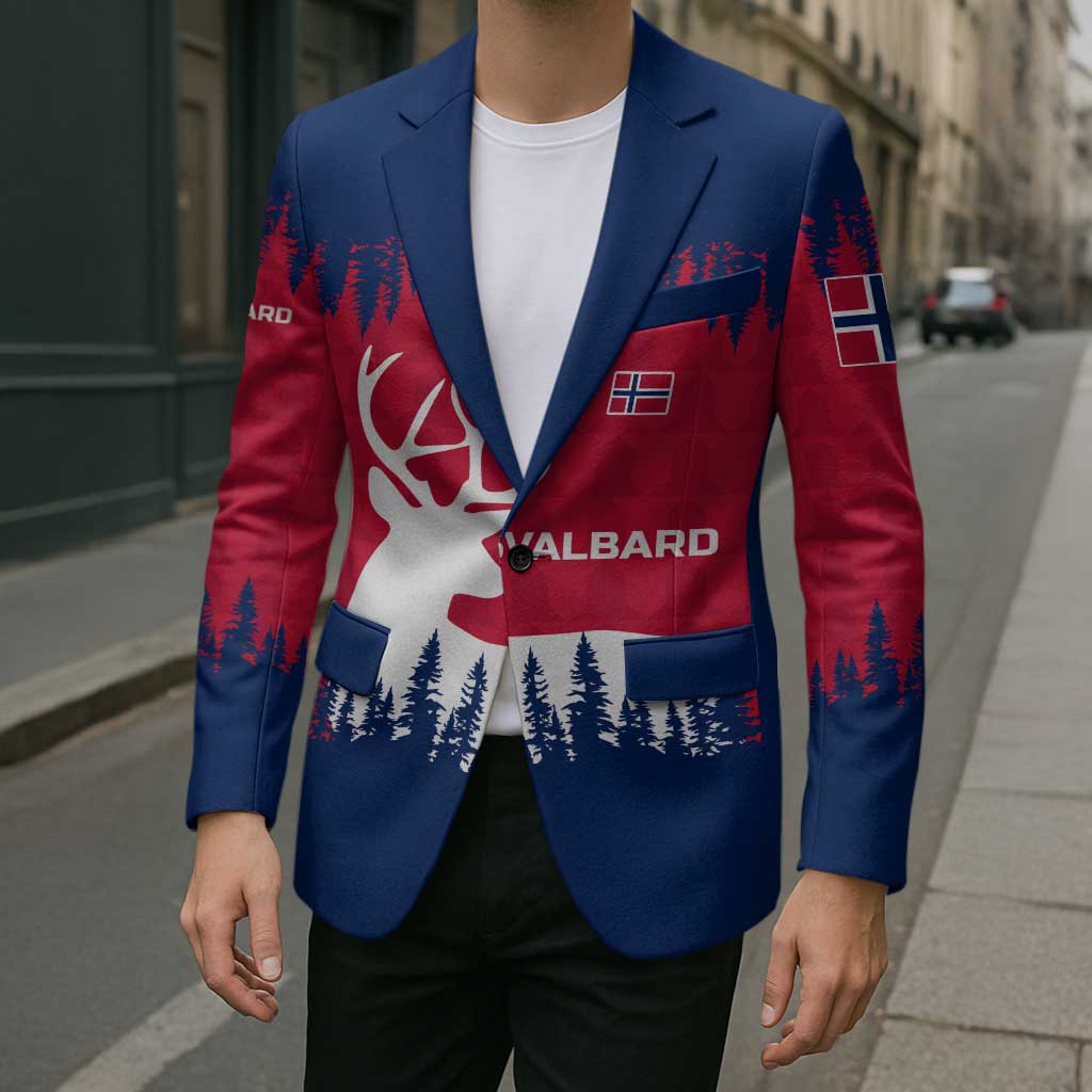 Norway Svalbard Blazer with Reindeer Silhouette Forest and Norwegian Flag - Wonder Print Shop