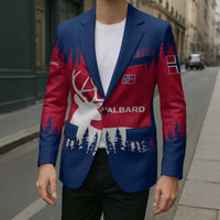 Norway Svalbard Blazer with Reindeer Silhouette Forest and Norwegian Flag - Wonder Print Shop