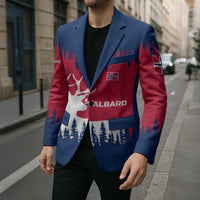Norway Svalbard Blazer with Reindeer Silhouette Forest and Norwegian Flag - Wonder Print Shop