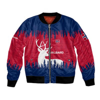 Norway Svalbard Bomber Jacket with Reindeer Silhouette Forest and Norwegian Flag - Wonder Print Shop