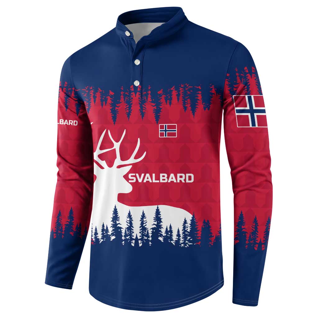 Norway Svalbard Button Sweatshirt with Reindeer Silhouette Forest and Norwegian Flag - Wonder Print Shop