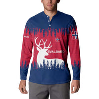 Norway Svalbard Button Sweatshirt with Reindeer Silhouette Forest and Norwegian Flag - Wonder Print Shop
