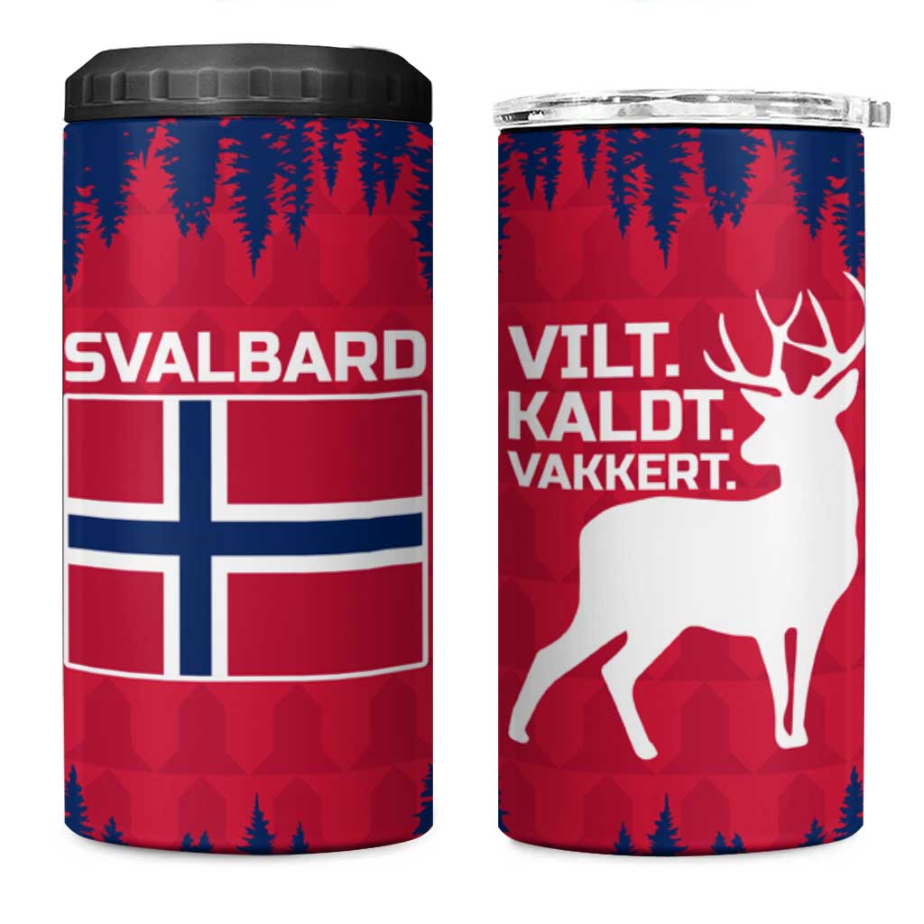 Norway Svalbard 4 in 1 Can Cooler Tumbler with Reindeer Silhouette Forest and Norwegian Flag - Wonder Print Shop