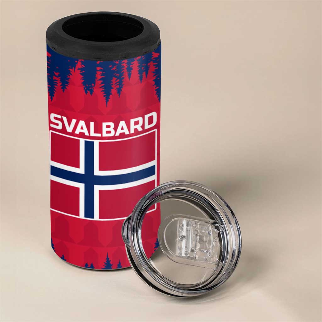 Norway Svalbard 4 in 1 Can Cooler Tumbler with Reindeer Silhouette Forest and Norwegian Flag - Wonder Print Shop