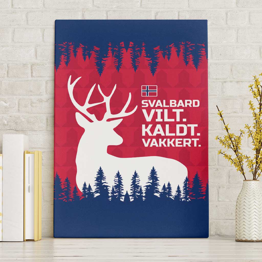 Norway Svalbard Canvas Wall Art with Reindeer Silhouette Forest and Norwegian Flag - Wonder Print Shop