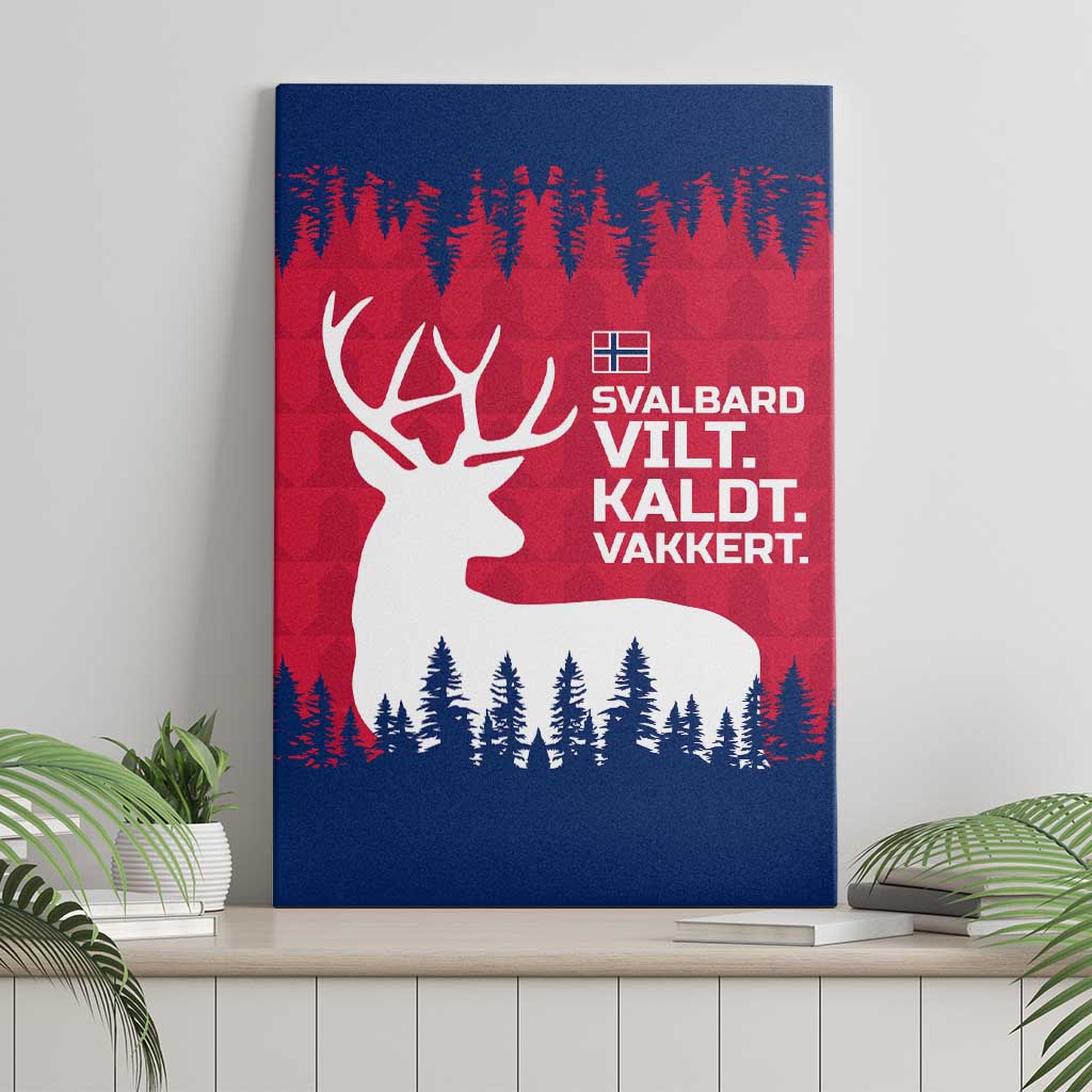 Norway Svalbard Canvas Wall Art with Reindeer Silhouette Forest and Norwegian Flag - Wonder Print Shop