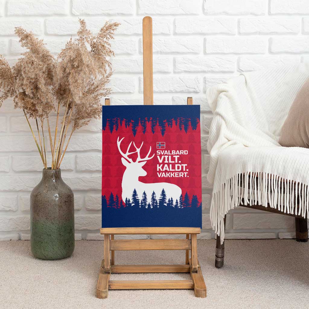 Norway Svalbard Canvas Wall Art with Reindeer Silhouette Forest and Norwegian Flag - Wonder Print Shop