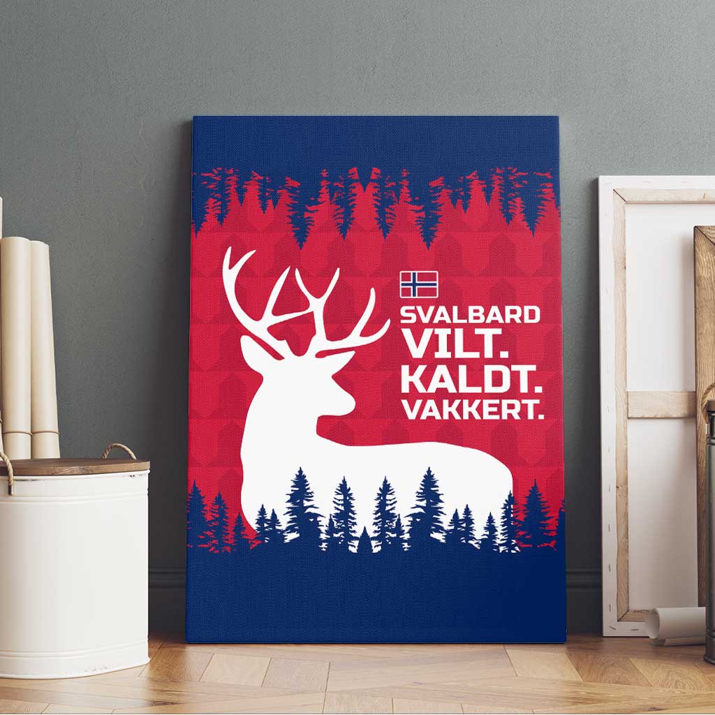 Norway Svalbard Canvas Wall Art with Reindeer Silhouette Forest and Norwegian Flag - Wonder Print Shop