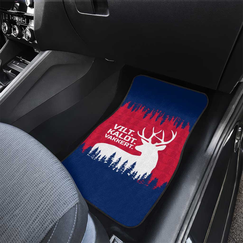 Norway Svalbard Car Mats with Reindeer Silhouette Forest and Norwegian Flag - Wonder Print Shop