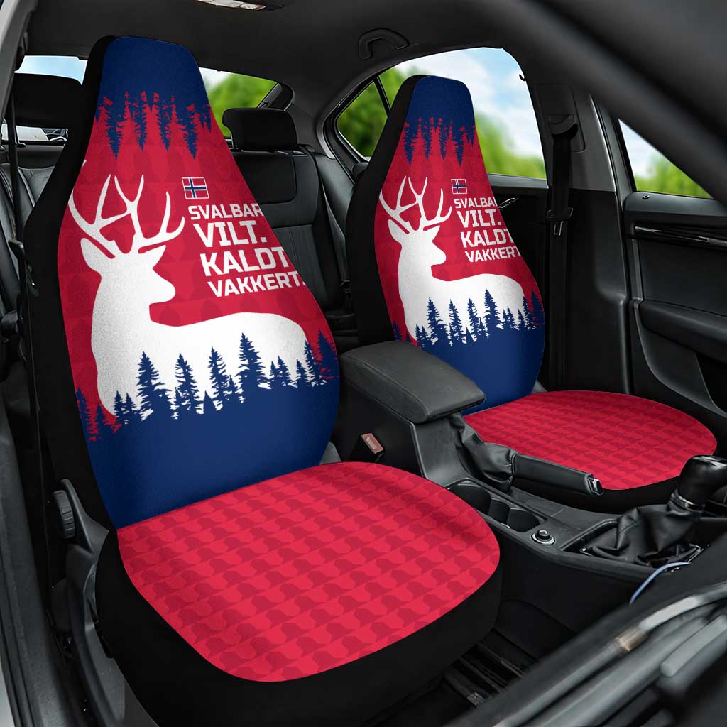 Norway Svalbard Car Seat Cover with Reindeer Silhouette Forest and Norwegian Flag - Wonder Print Shop