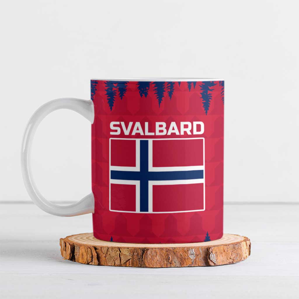 Norway Svalbard Ceramic Mug with Reindeer Silhouette Forest and Norwegian Flag - Wonder Print Shop