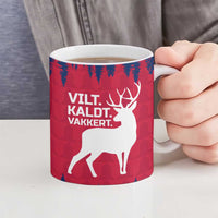Norway Svalbard Ceramic Mug with Reindeer Silhouette Forest and Norwegian Flag - Wonder Print Shop