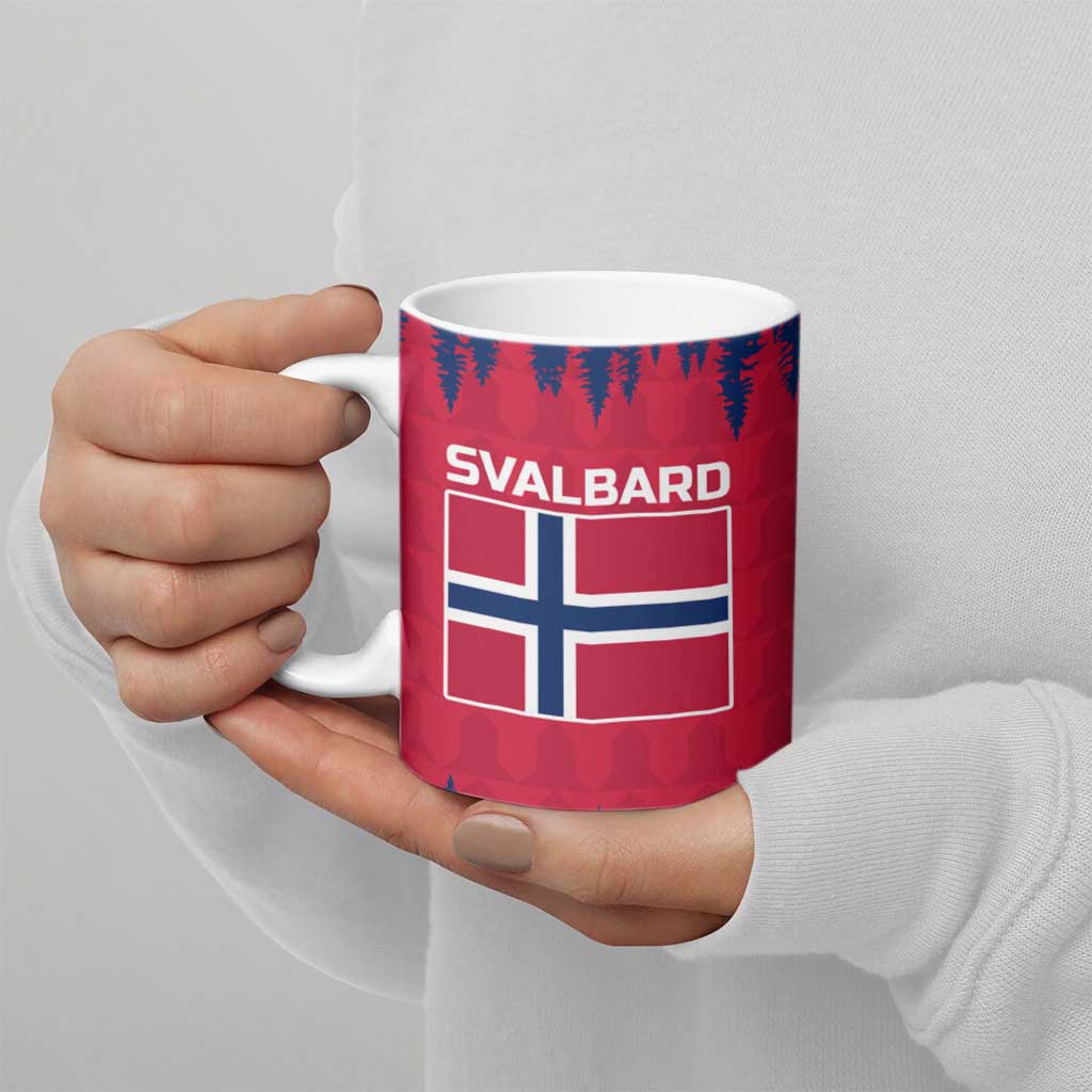 Norway Svalbard Ceramic Mug with Reindeer Silhouette Forest and Norwegian Flag - Wonder Print Shop