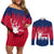 Norway Svalbard Couples Matching Off Shoulder Short Dress and Long Sleeve Button Shirt with Reindeer Silhouette Forest and Norwegian Flag - Wonder Print Shop