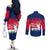 Norway Svalbard Couples Matching Off The Shoulder Long Sleeve Dress and Long Sleeve Button Shirt with Reindeer Silhouette Forest and Norwegian Flag - Wonder Print Shop