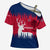 Norway Svalbard Cross Shoulder Shirt with Reindeer Silhouette Forest and Norwegian Flag - Wonder Print Shop