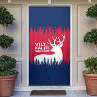 Norway Svalbard Door Cover with Reindeer Silhouette Forest and Norwegian Flag - Wonder Print Shop