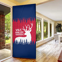 Norway Svalbard Door Cover with Reindeer Silhouette Forest and Norwegian Flag - Wonder Print Shop
