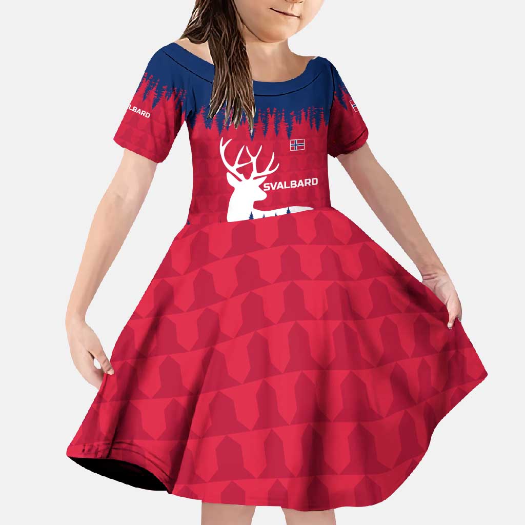 Norway Svalbard Family Matching Long Sleeve Bodycon Dress and Hawaiian Shirt with Reindeer Silhouette Forest and Norwegian Flag - Wonder Print Shop