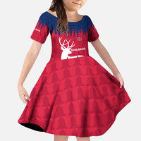 Norway Svalbard Family Matching Long Sleeve Bodycon Dress and Hawaiian Shirt with Reindeer Silhouette Forest and Norwegian Flag - Wonder Print Shop