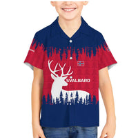 Norway Svalbard Family Matching Mermaid Dress and Hawaiian Shirt with Reindeer Silhouette Forest and Norwegian Flag - Wonder Print Shop