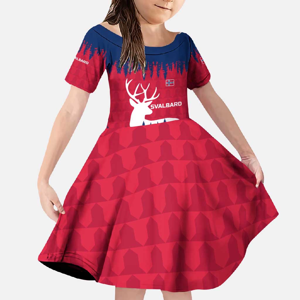 Norway Svalbard Family Matching Off Shoulder Maxi Dress and Hawaiian Shirt with Reindeer Silhouette Forest and Norwegian Flag - Wonder Print Shop