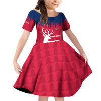 Norway Svalbard Family Matching Off Shoulder Short Dress and Hawaiian Shirt with Reindeer Silhouette Forest and Norwegian Flag - Wonder Print Shop