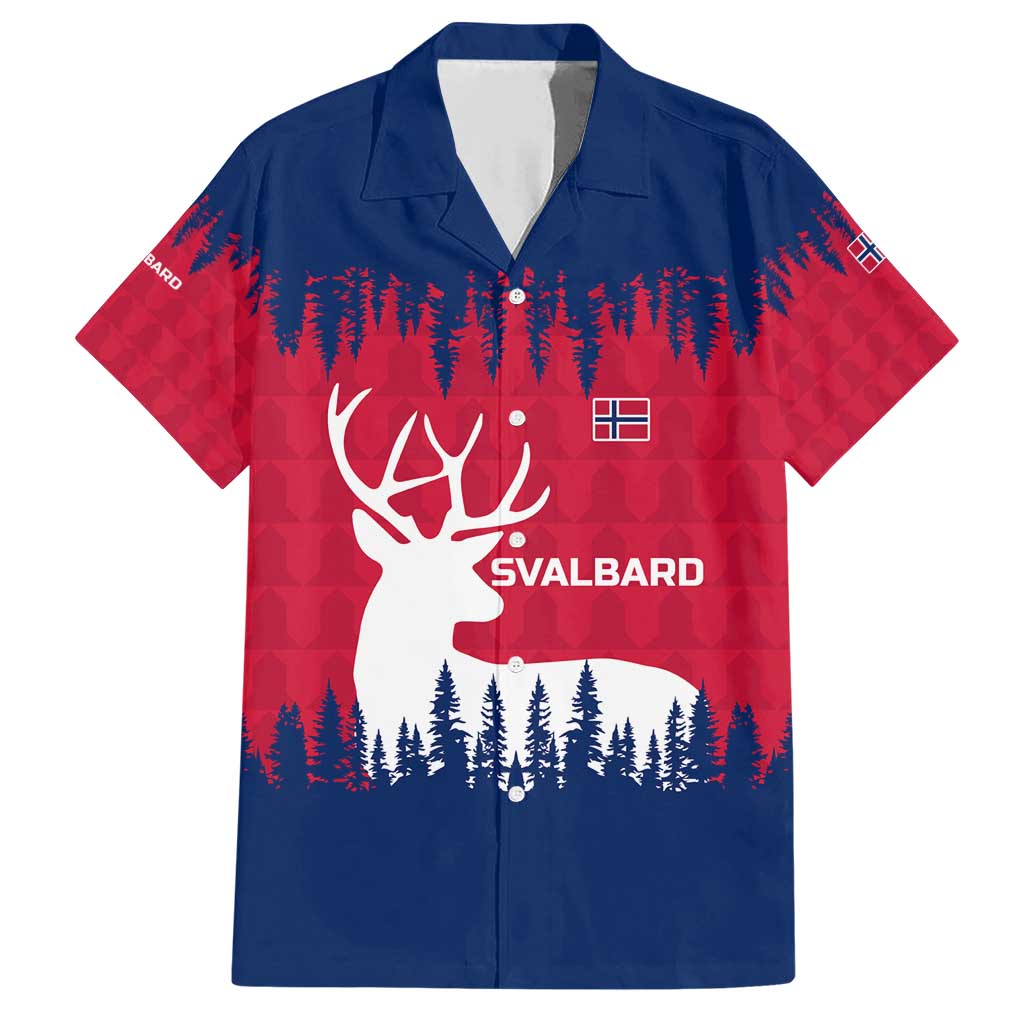 Norway Svalbard Family Matching Short Sleeve Bodycon Dress and Hawaiian Shirt with Reindeer Silhouette Forest and Norwegian Flag - Wonder Print Shop