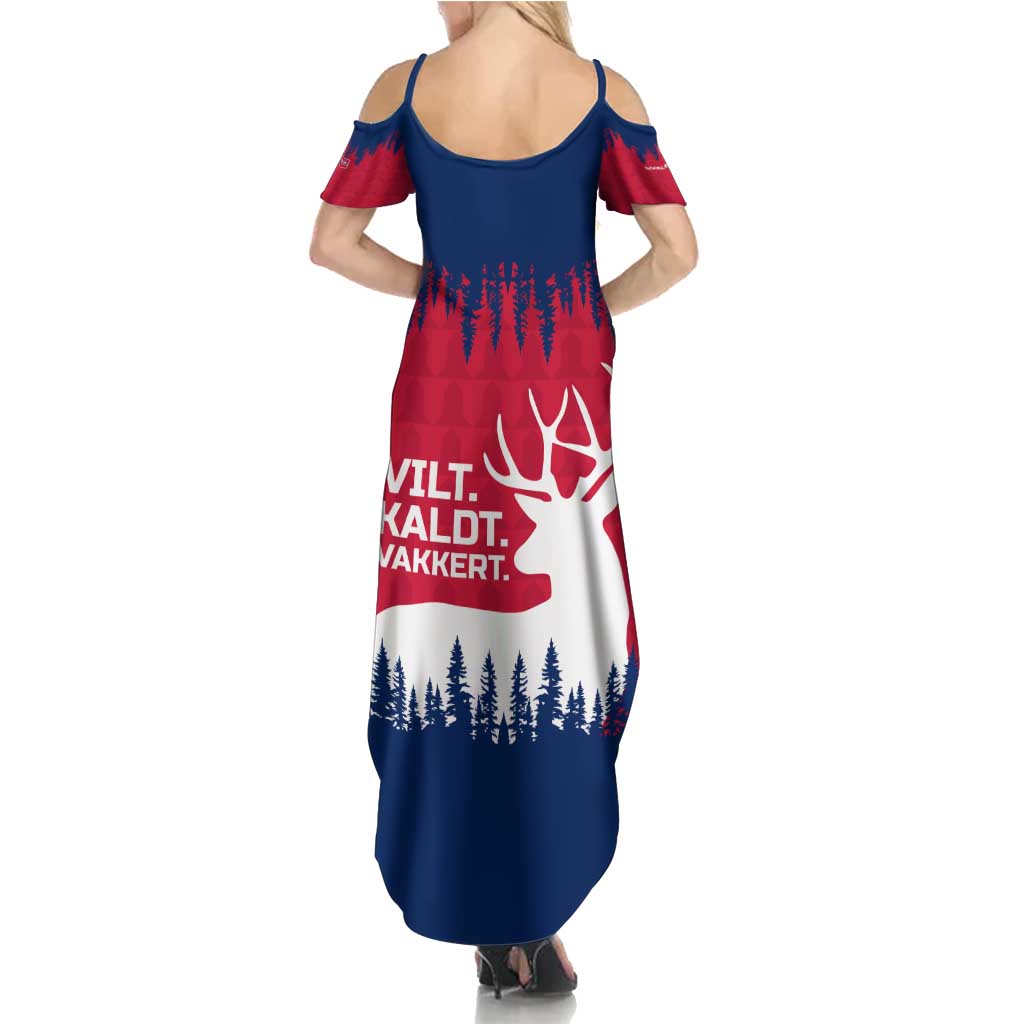 Norway Svalbard Family Matching Summer Maxi Dress and Hawaiian Shirt with Reindeer Silhouette Forest and Norwegian Flag - Wonder Print Shop