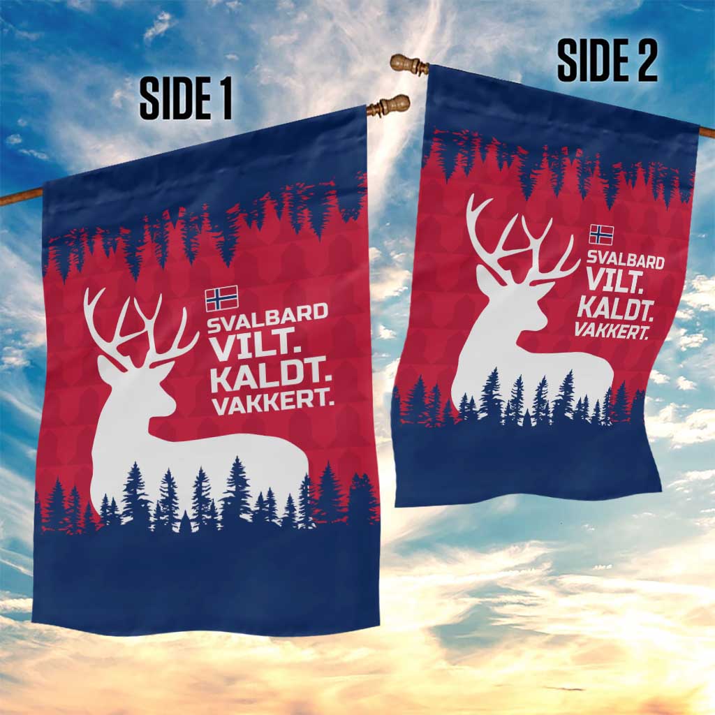 Norway Svalbard Garden Flag with Reindeer Silhouette Forest and Norwegian Flag - Wonder Print Shop