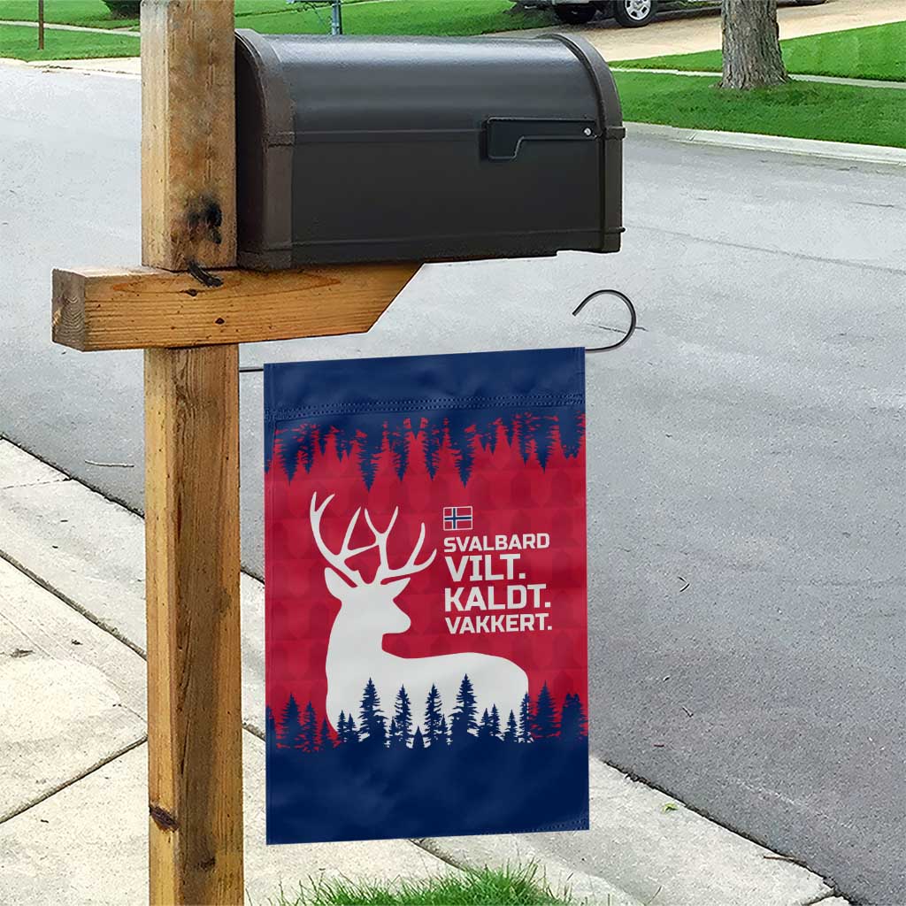 Norway Svalbard Garden Flag with Reindeer Silhouette Forest and Norwegian Flag - Wonder Print Shop