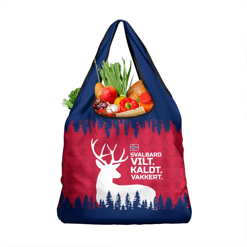 Norway Svalbard Grocery Bag with Reindeer Silhouette Forest and Norwegian Flag - Wonder Print Shop