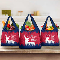 Norway Svalbard Grocery Bag with Reindeer Silhouette Forest and Norwegian Flag - Wonder Print Shop