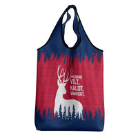 Norway Svalbard Grocery Bag with Reindeer Silhouette Forest and Norwegian Flag - Wonder Print Shop