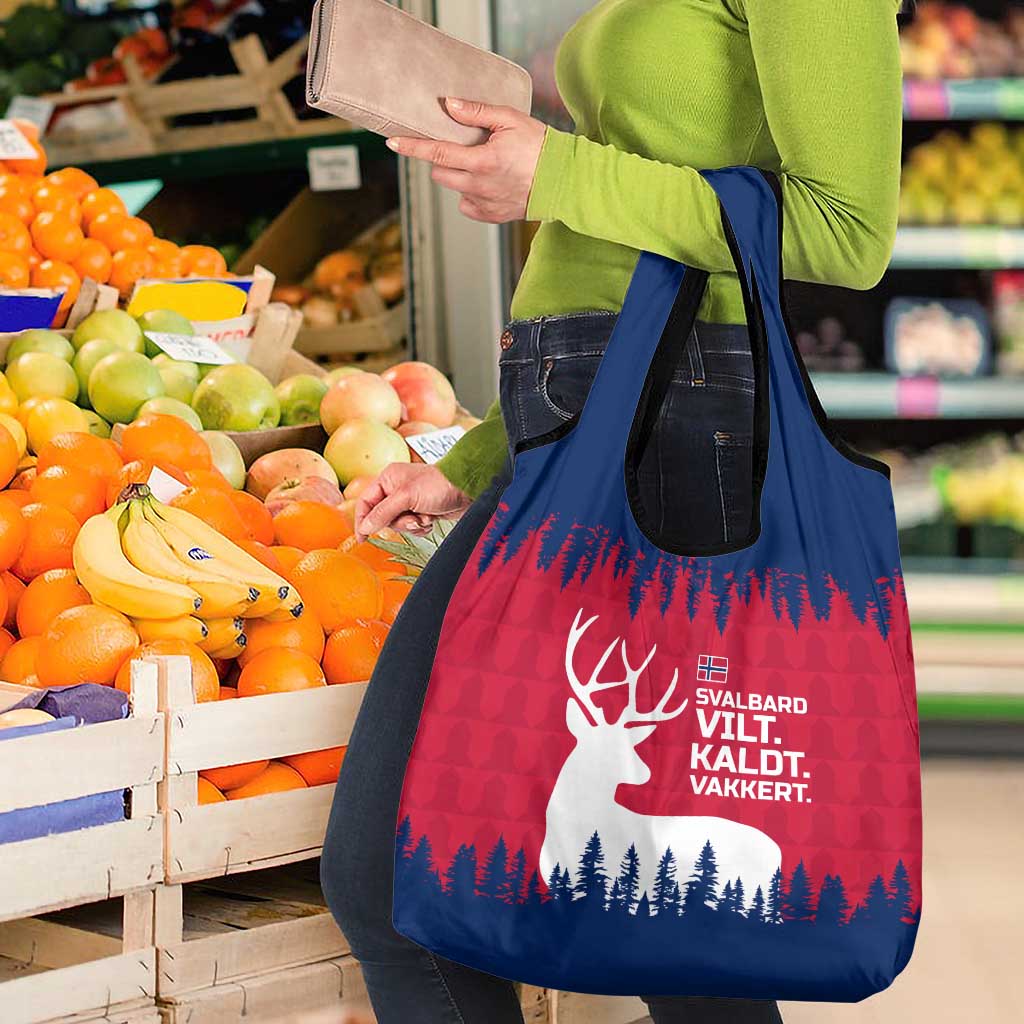 Norway Svalbard Grocery Bag with Reindeer Silhouette Forest and Norwegian Flag - Wonder Print Shop