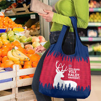 Norway Svalbard Grocery Bag with Reindeer Silhouette Forest and Norwegian Flag - Wonder Print Shop