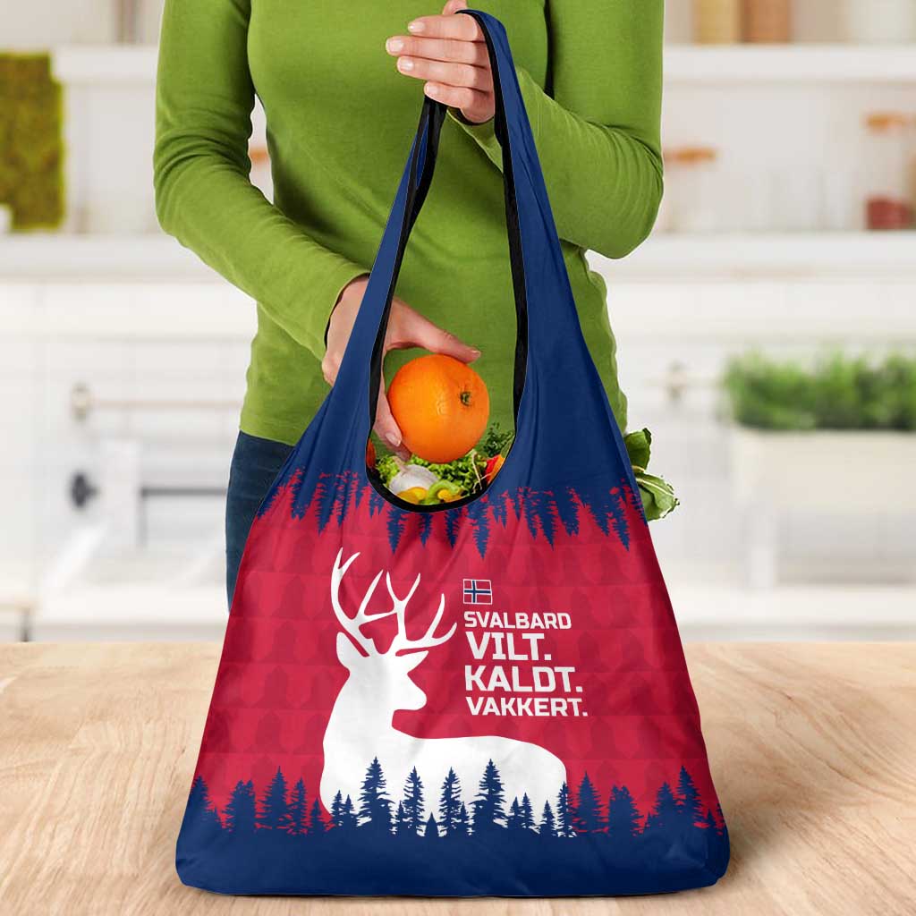 Norway Svalbard Grocery Bag with Reindeer Silhouette Forest and Norwegian Flag - Wonder Print Shop