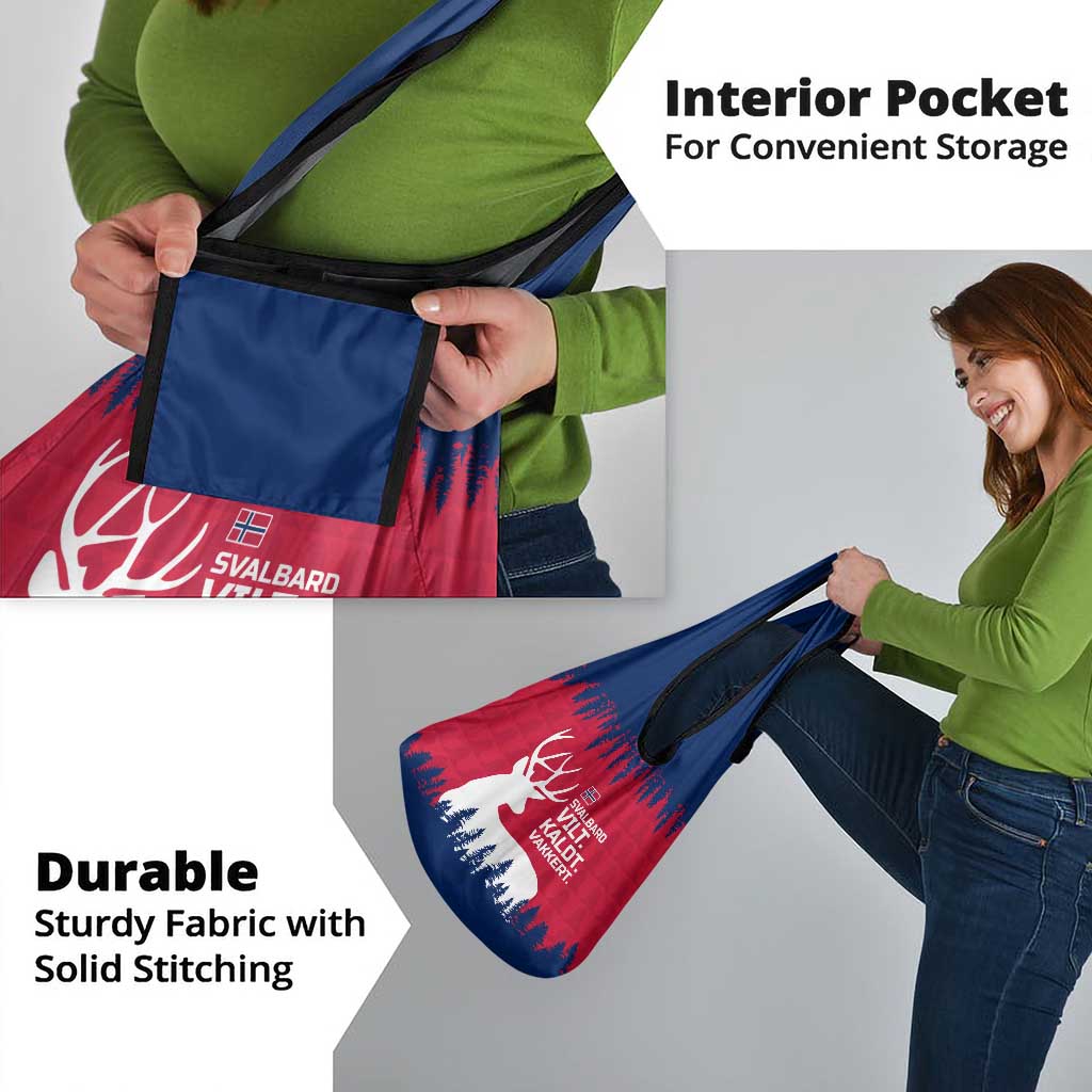 Norway Svalbard Grocery Bag with Reindeer Silhouette Forest and Norwegian Flag - Wonder Print Shop