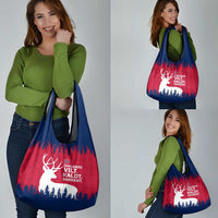 Norway Svalbard Grocery Bag with Reindeer Silhouette Forest and Norwegian Flag - Wonder Print Shop