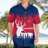 Norway Svalbard Hawaiian Shirt with Reindeer Silhouette Forest and Norwegian Flag - Wonder Print Shop