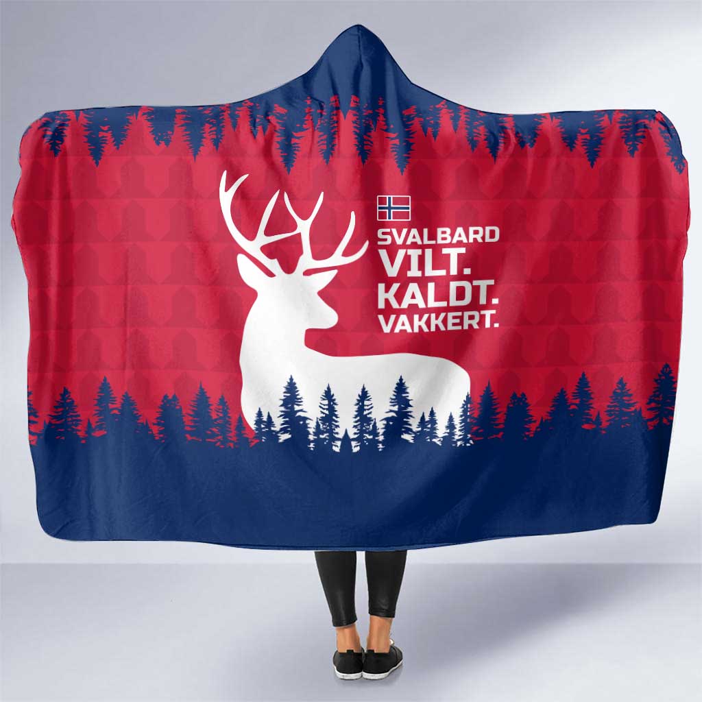 Norway Svalbard Hooded Blanket with Reindeer Silhouette Forest and Norwegian Flag - Wonder Print Shop