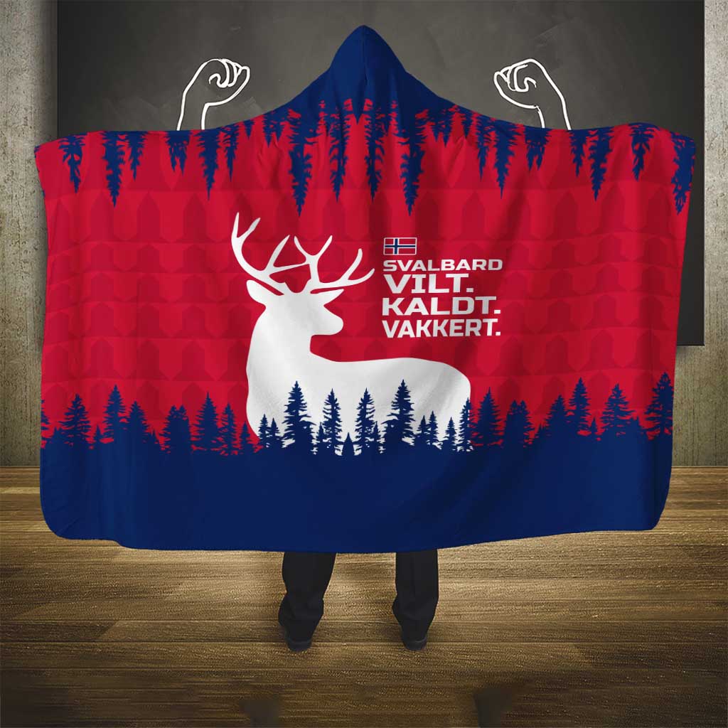 Norway Svalbard Hooded Blanket with Reindeer Silhouette Forest and Norwegian Flag - Wonder Print Shop