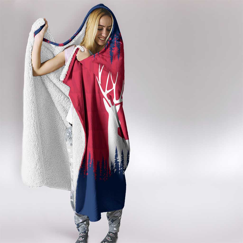 Norway Svalbard Hooded Blanket with Reindeer Silhouette Forest and Norwegian Flag - Wonder Print Shop