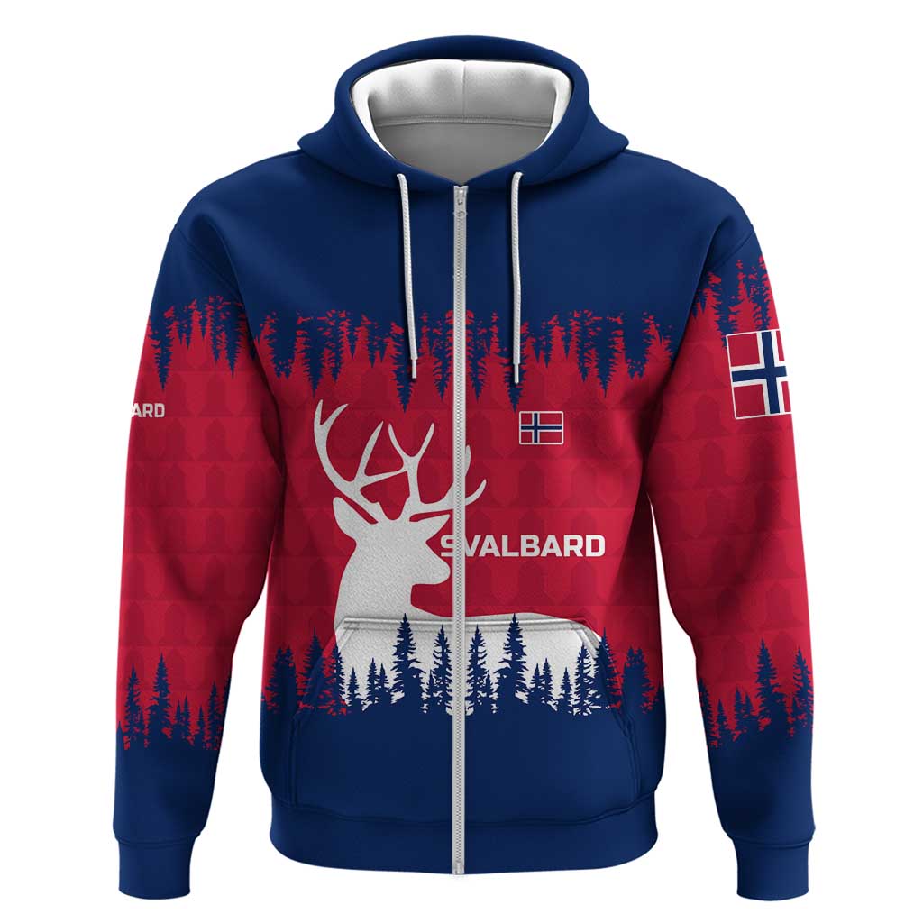 Norway Svalbard Hoodie with Reindeer Silhouette Forest and Norwegian Flag - Wonder Print Shop