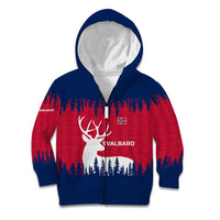 Norway Svalbard Kid Hoodie with Reindeer Silhouette Forest and Norwegian Flag - Wonder Print Shop