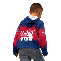 Norway Svalbard Kid Hoodie with Reindeer Silhouette Forest and Norwegian Flag - Wonder Print Shop