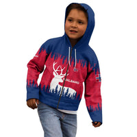 Norway Svalbard Kid Hoodie with Reindeer Silhouette Forest and Norwegian Flag - Wonder Print Shop