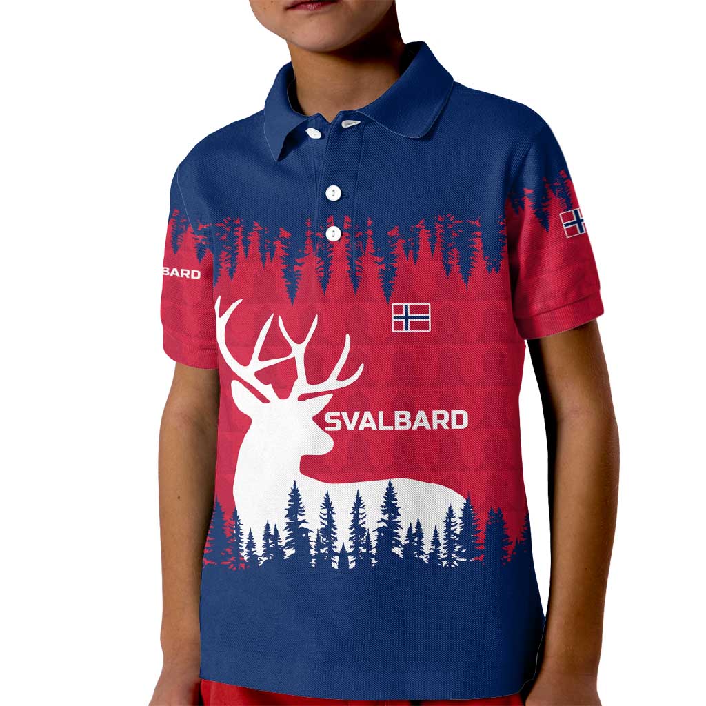 Norway Svalbard Kid Polo Shirt with Reindeer Silhouette Forest and Norwegian Flag - Wonder Print Shop