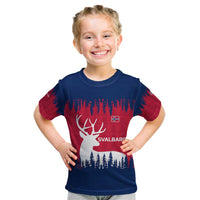 Norway Svalbard Kid T Shirt with Reindeer Silhouette Forest and Norwegian Flag - Wonder Print Shop