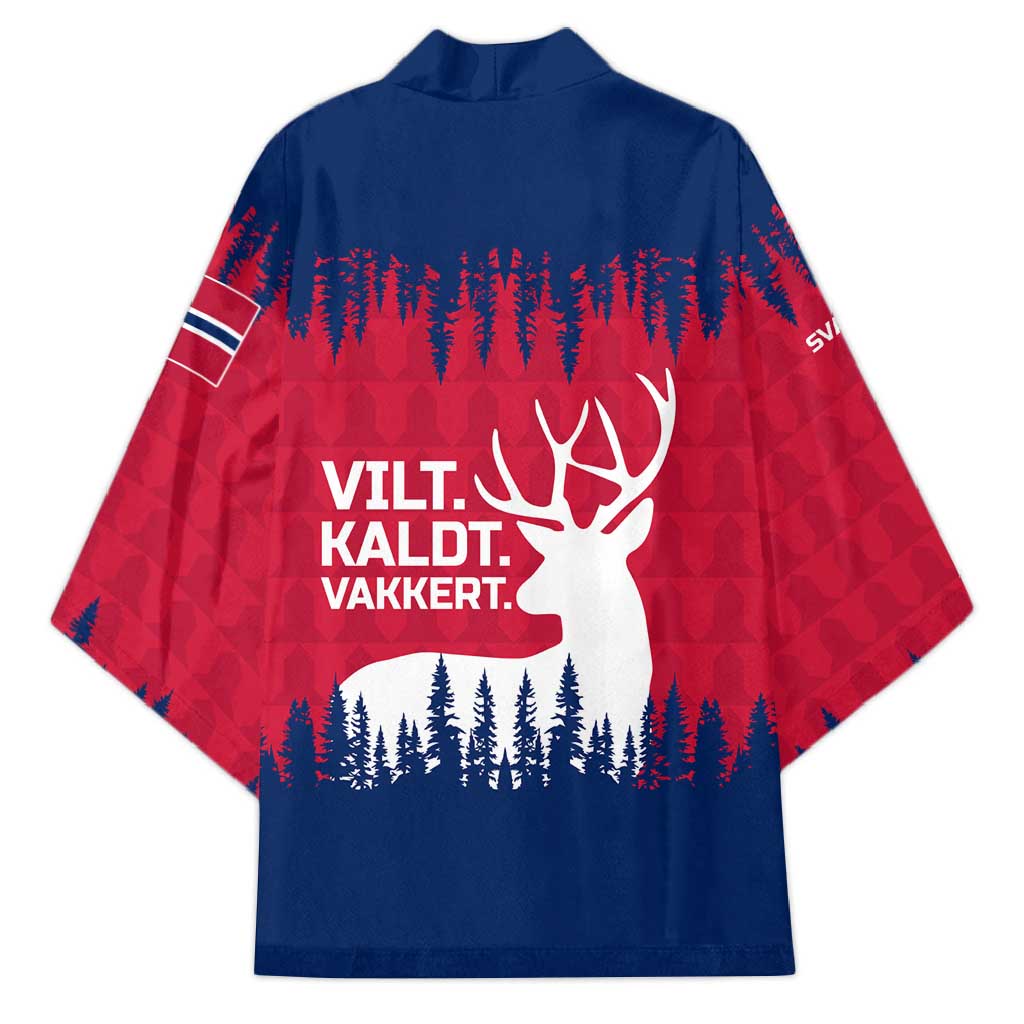 Norway Svalbard Kimono with Reindeer Silhouette Forest and Norwegian Flag - Wonder Print Shop